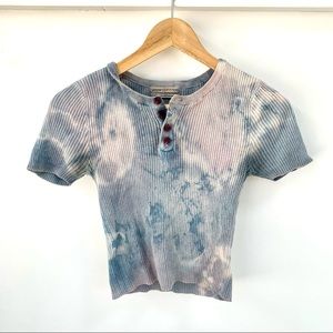 Hand-dyed indigo cotton stretch cropped top